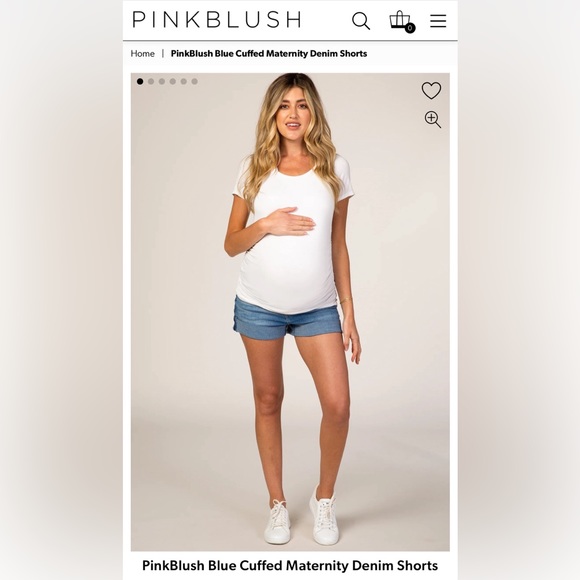 Pinkblush Maternity • Elastic Belly Band Cuffed Denim Shorts • Size 27 - Picture 1 of 5